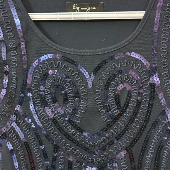 Lily Morgan Women's Black and Purple Sequin Top - Picture 6 of 6